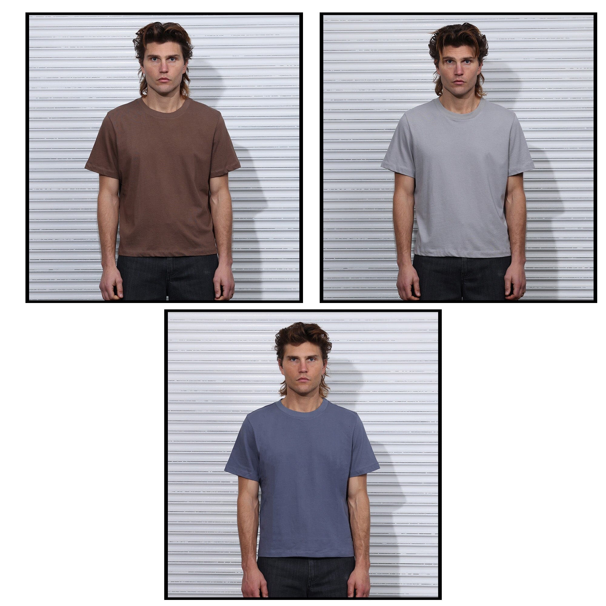 3-Pack | The Silverlake Crop Tee II T-Shirt Brown | Grey | Blue 