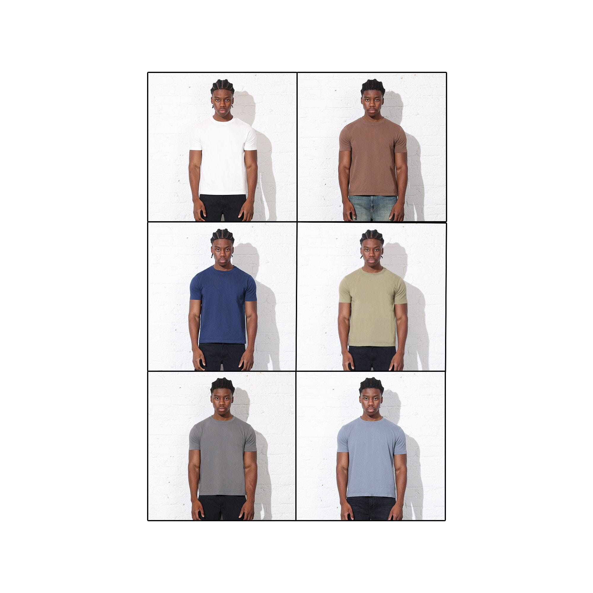 6-Pack | Los Feliz Crop Muscle Tee II T-Shirt Off-White | Brown | Navy | Olive | Grey | Blue 