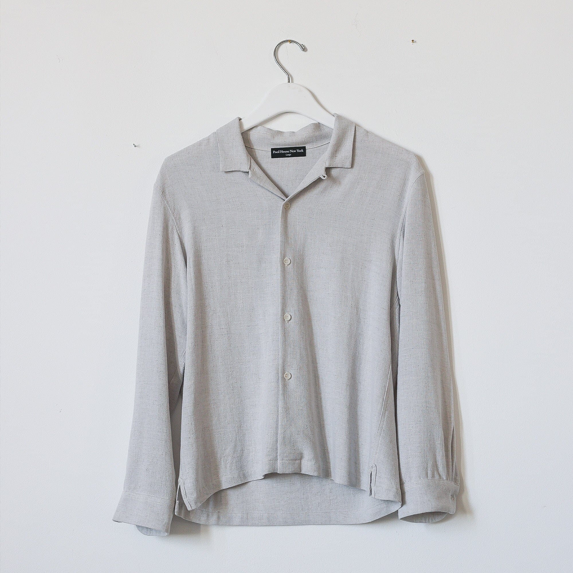 The Rosewood Half-Crop Linen Shirt | Made in USA Carolina Silver 
