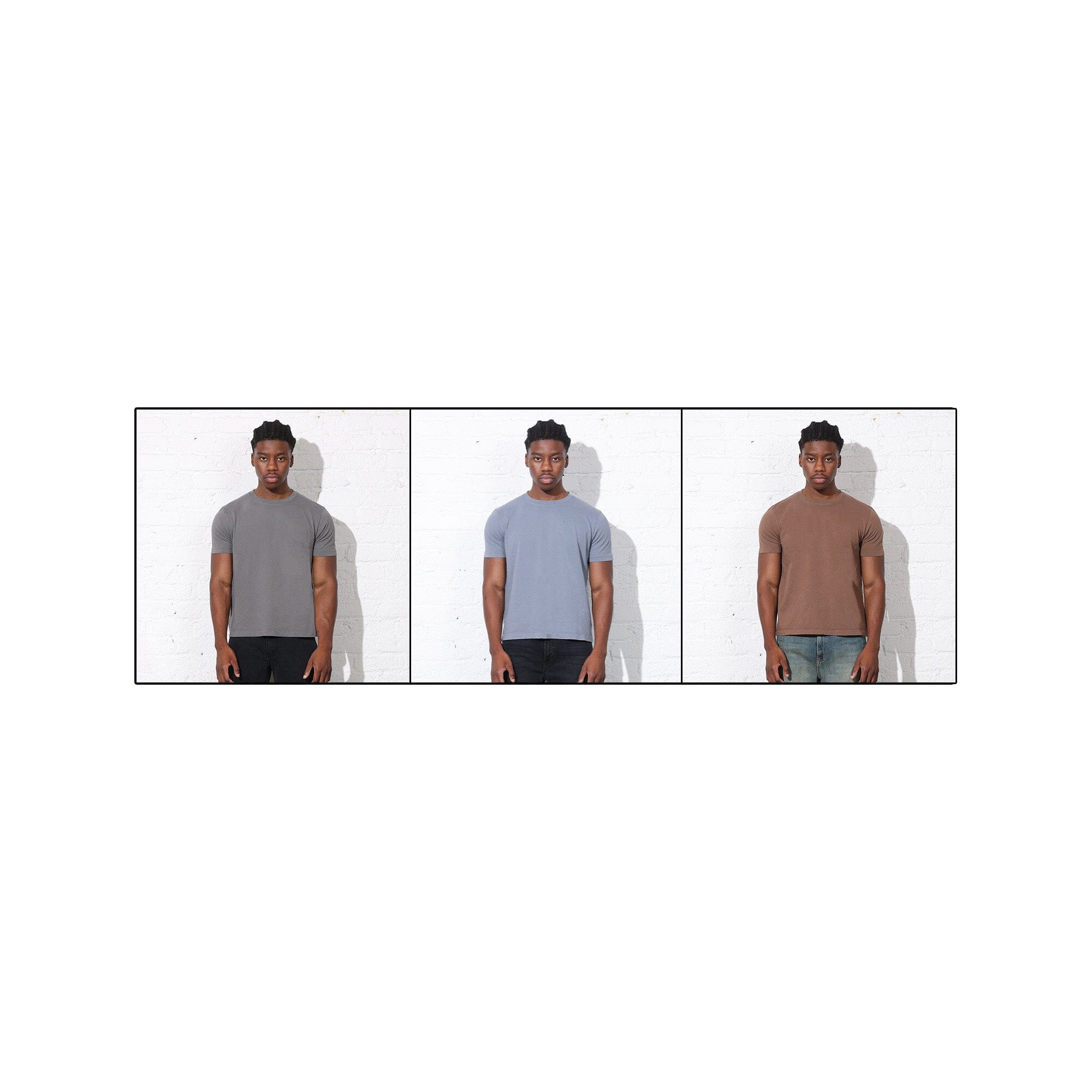 3-Pack Fall | Los Feliz Crop Muscle Tee II T-Shirt Brown | Blue | Grey 