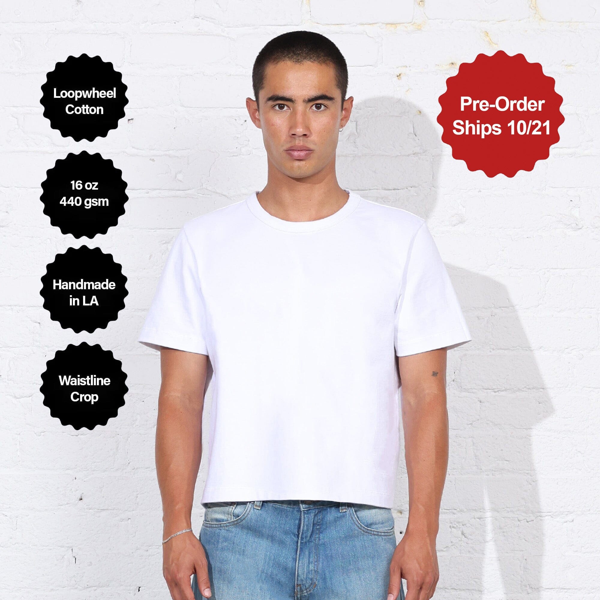 The Larchmont Super-Crop Tee | Loopwheel T-Shirt Classic White 