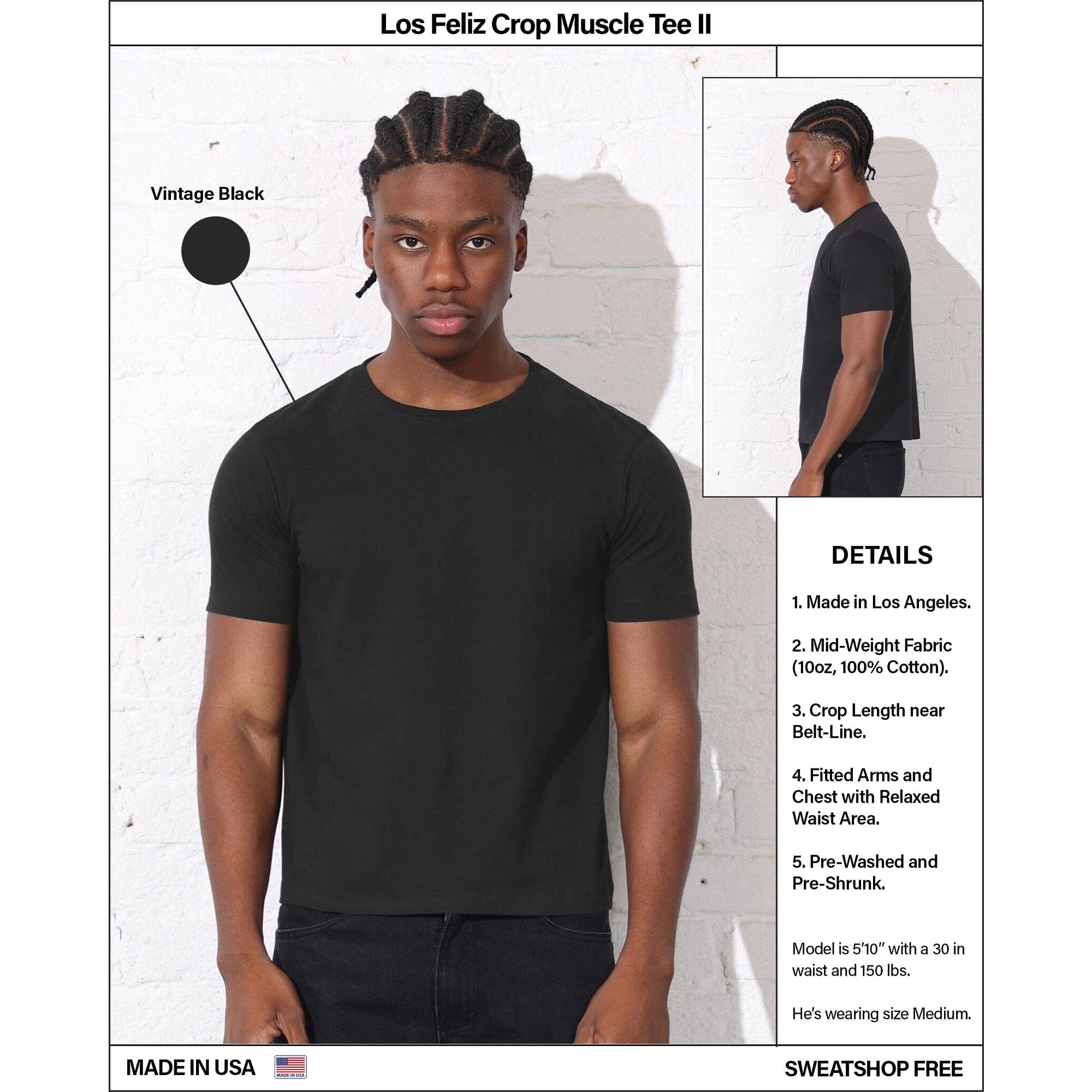 Los Feliz Crop Muscle Tee II T-Shirt Classic Black 