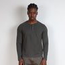 Los Feliz Crop Muscle Tee | Henley Long Sleeve T-Shirt Dark Grey 