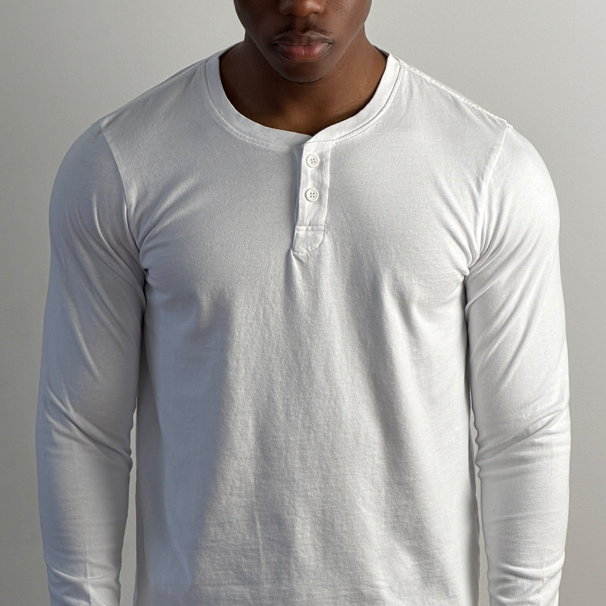 Los Feliz Crop Muscle Tee | Henley Long Sleeve T-Shirt Classic White 