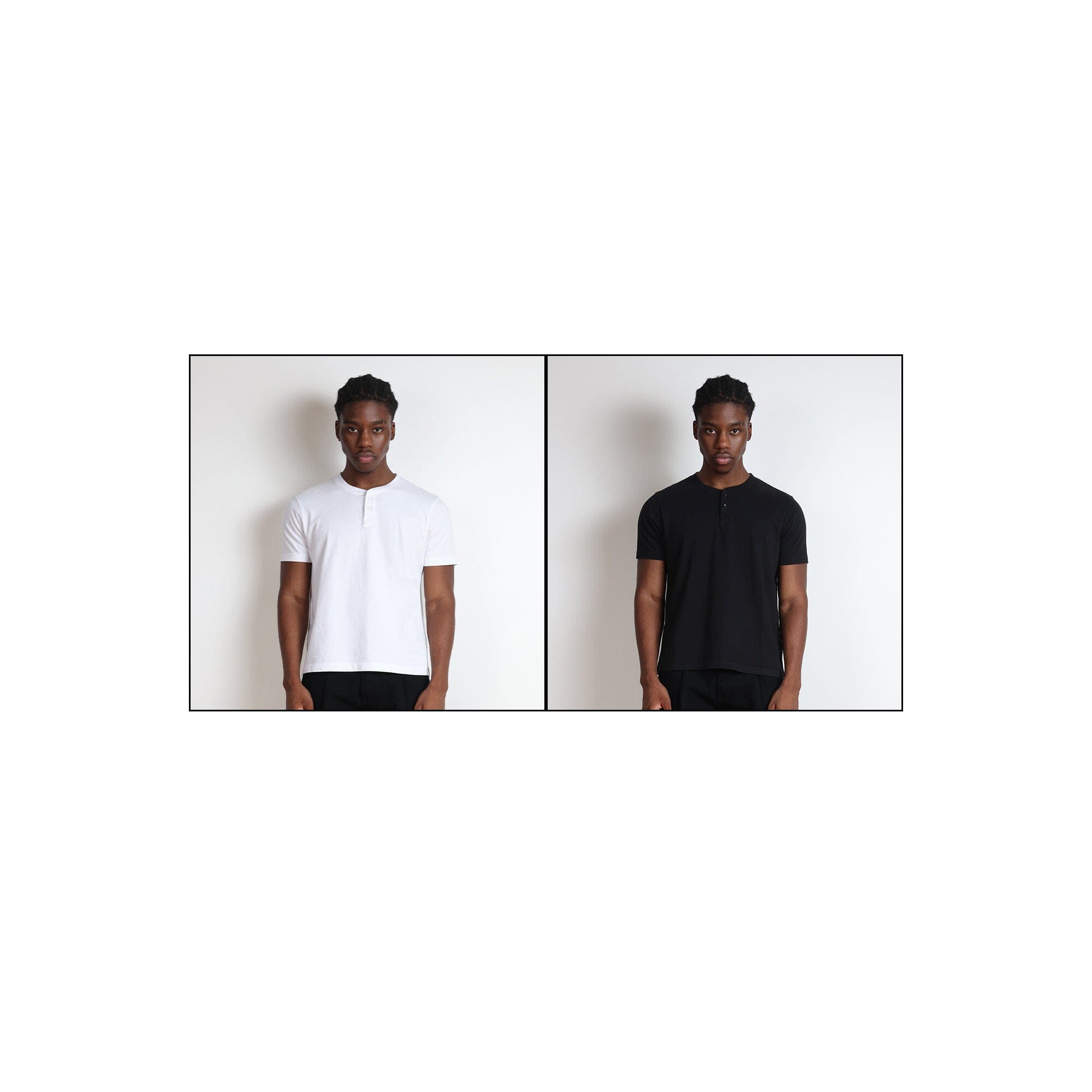 2-Pack | Los Feliz Crop Muscle Tee | Henley Short Sleeve T-Shirt Classic White | Classic Black 
