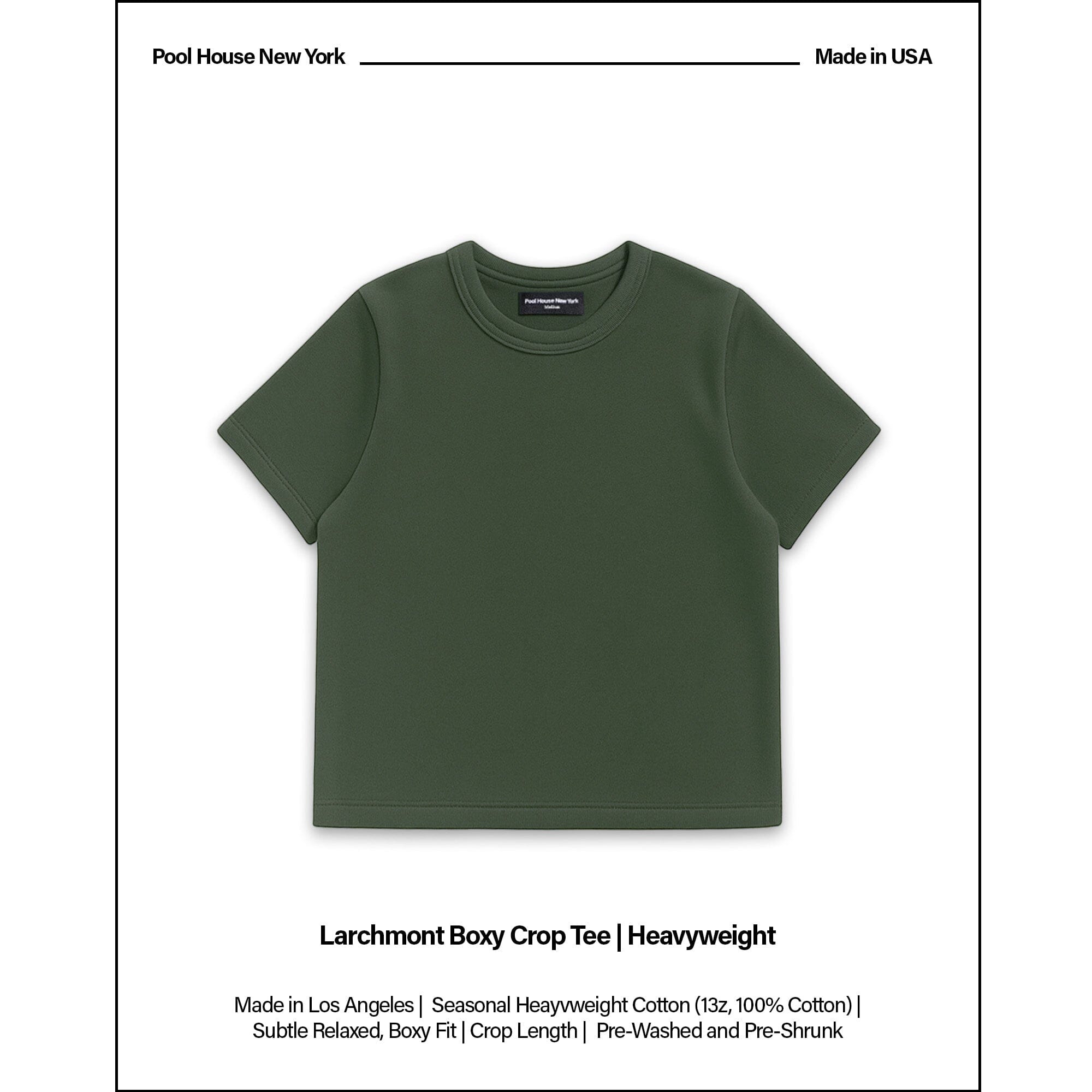 Larchmont Boxy Crop Tee | Heavyweight '25 T-Shirt Ash British Green 