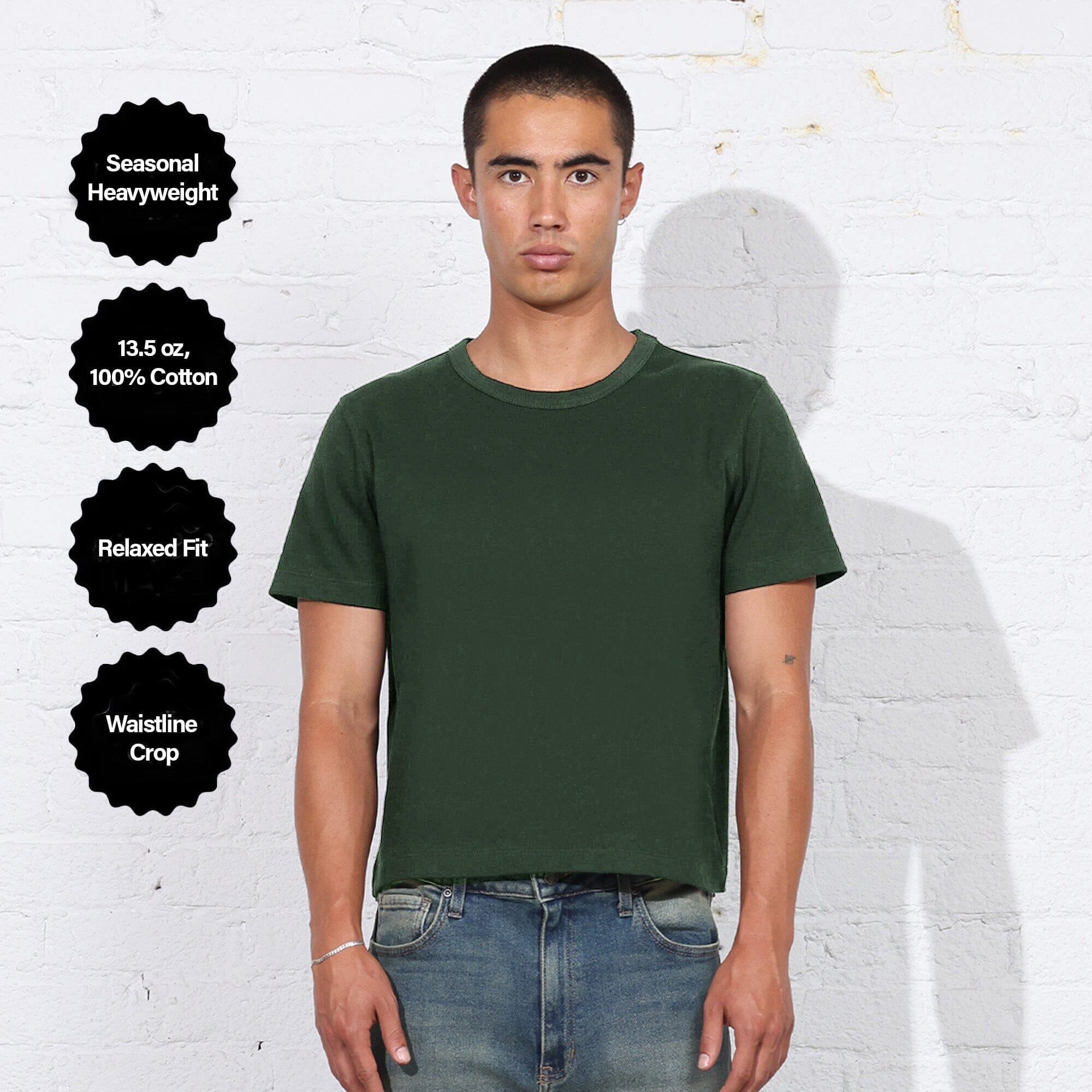 Larchmont Boxy Crop Tee | Heavyweight '25 T-Shirt Ash British Green 