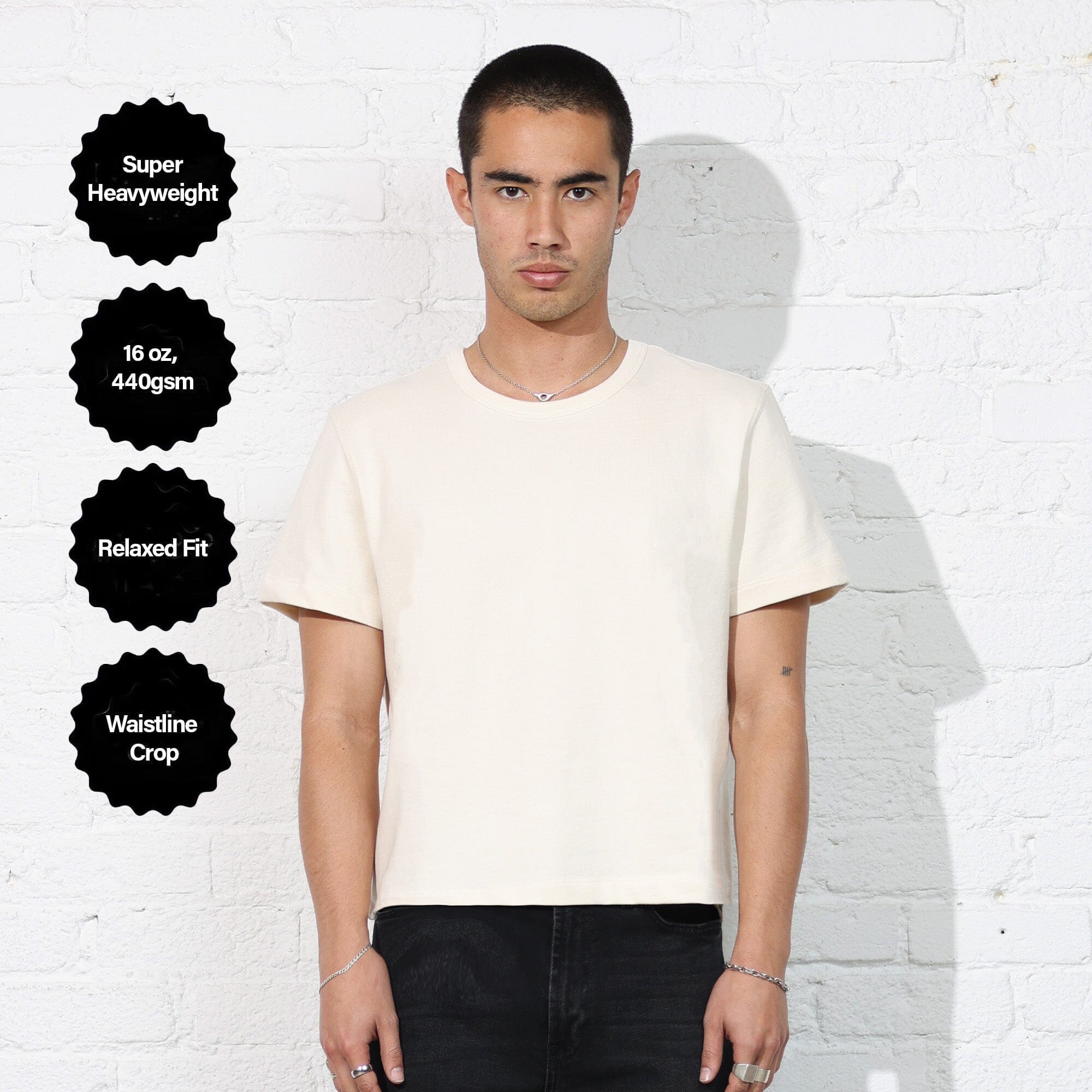 The Larchmont Super-Crop Tee | Heavyweight T-Shirt Natural Scour 