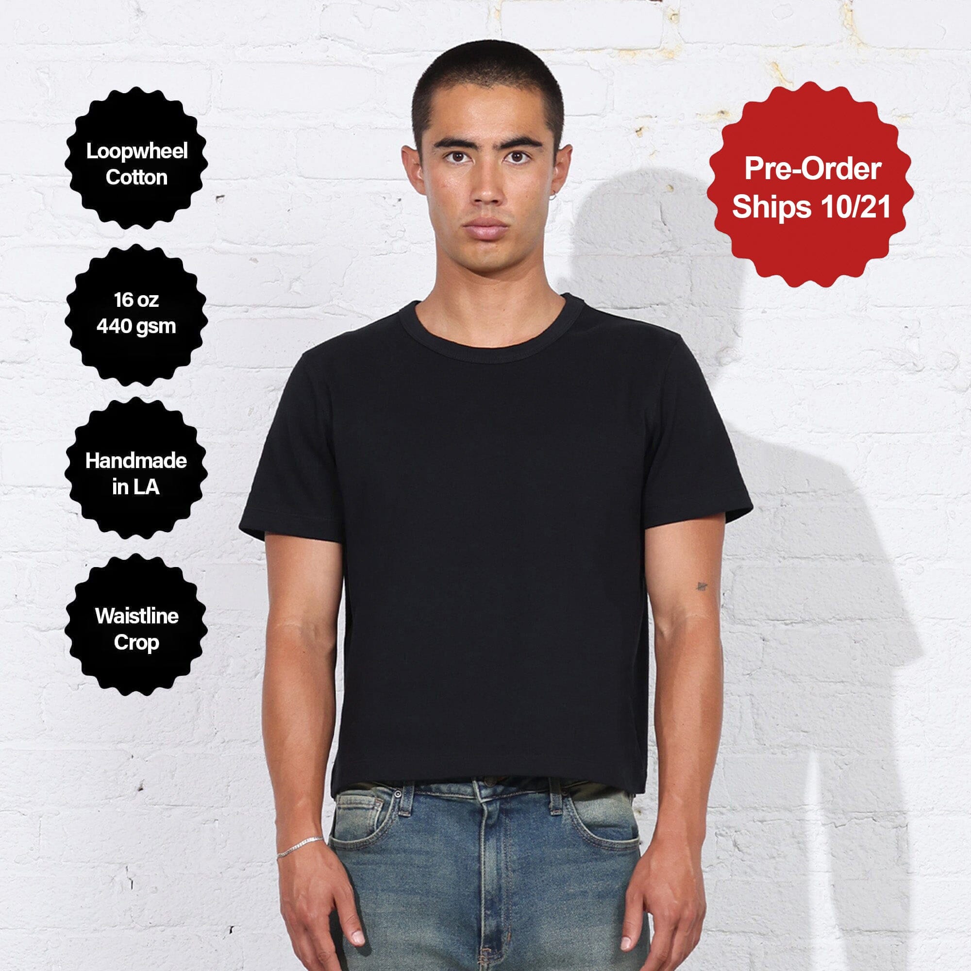 The Larchmont Super-Crop Tee | Loopwheel T-Shirt Classic Black 