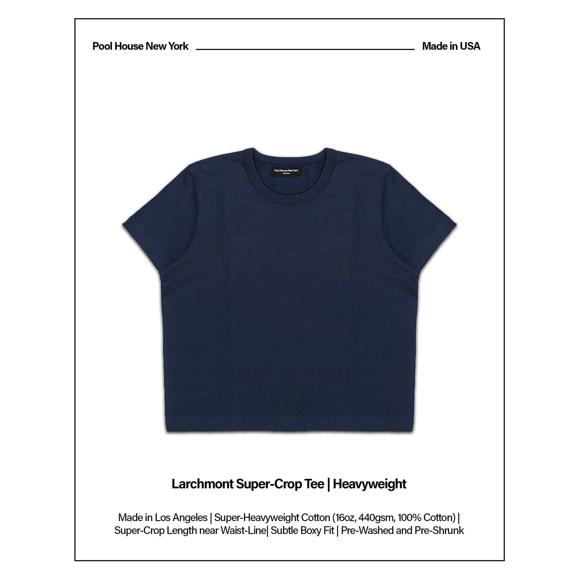 The Larchmont Super-Crop Tee | Heavyweight T-Shirt Classic Navy 