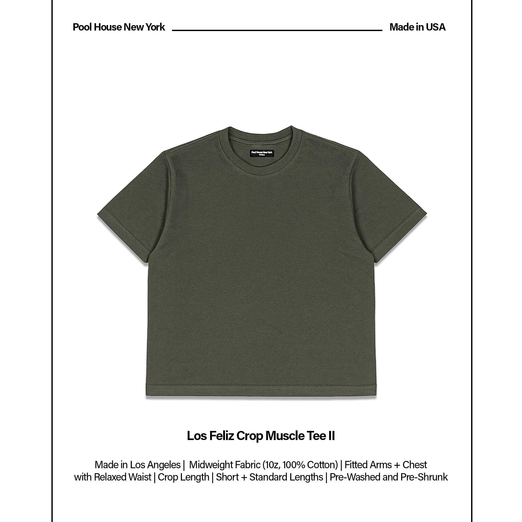 Los Feliz Crop Muscle Tee II T-Shirt Concrete Olive 