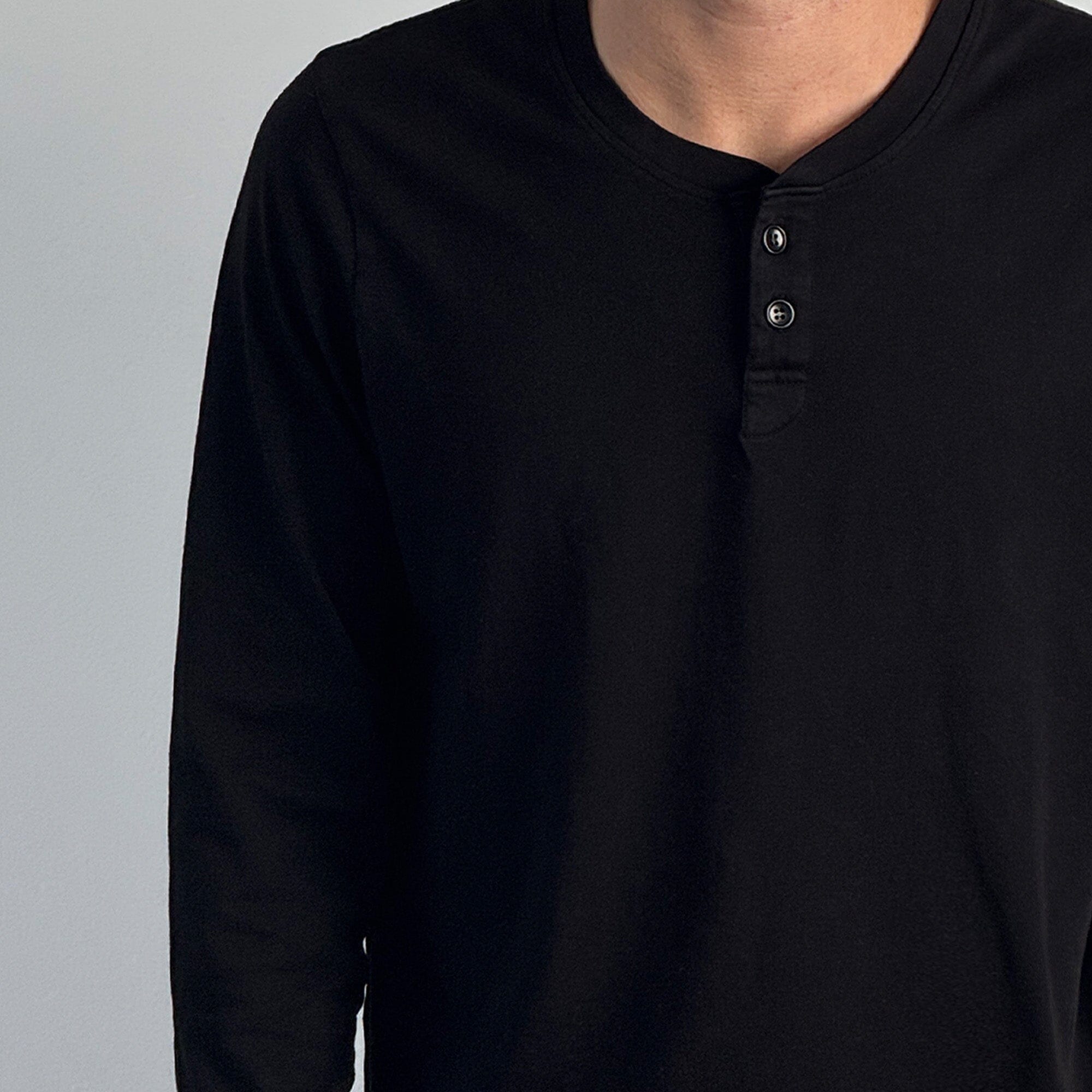 Los Feliz Crop Muscle Tee | Henley Long Sleeve T-Shirt Classic Black 