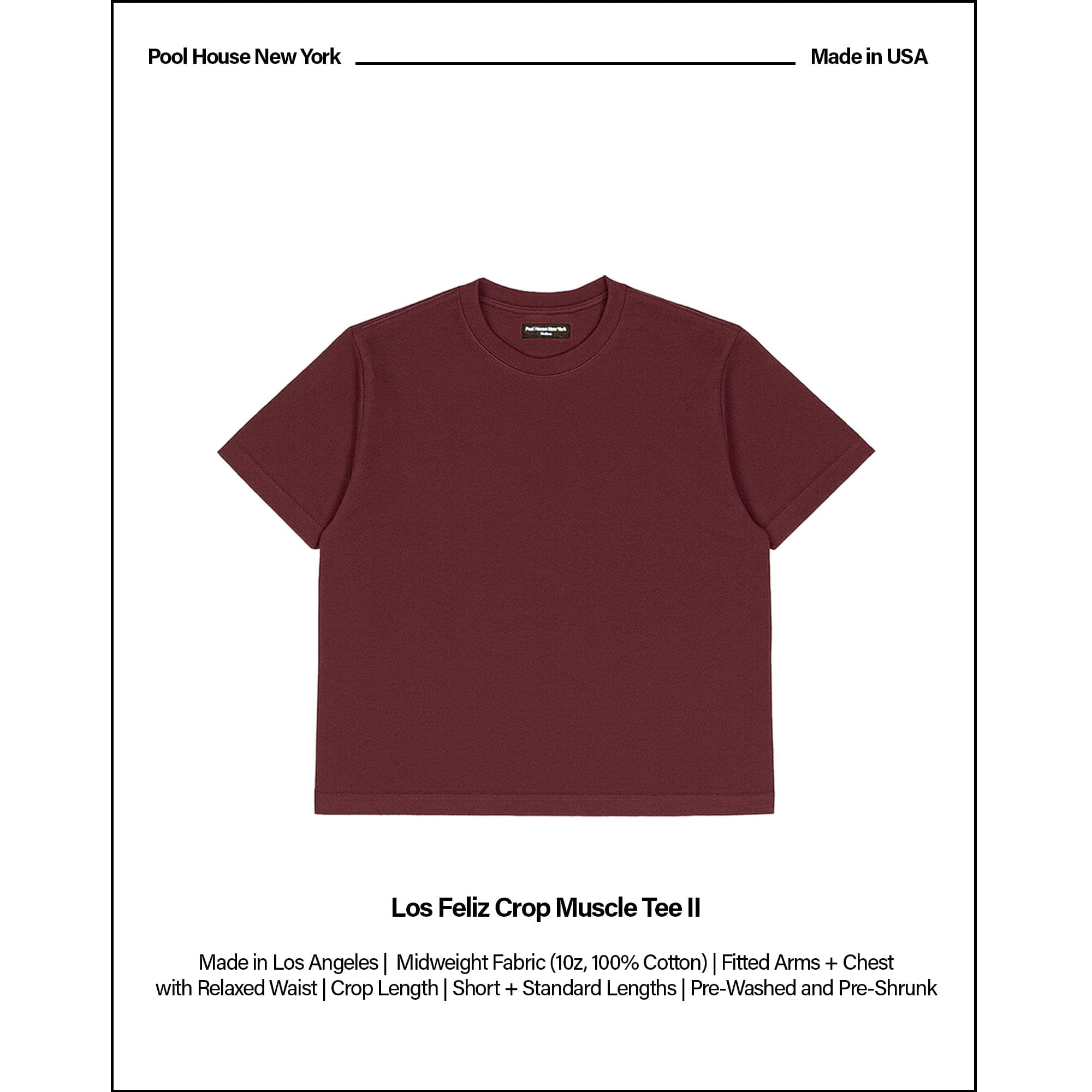 Los Feliz Crop Muscle Tee II T-Shirt Dark Wine 