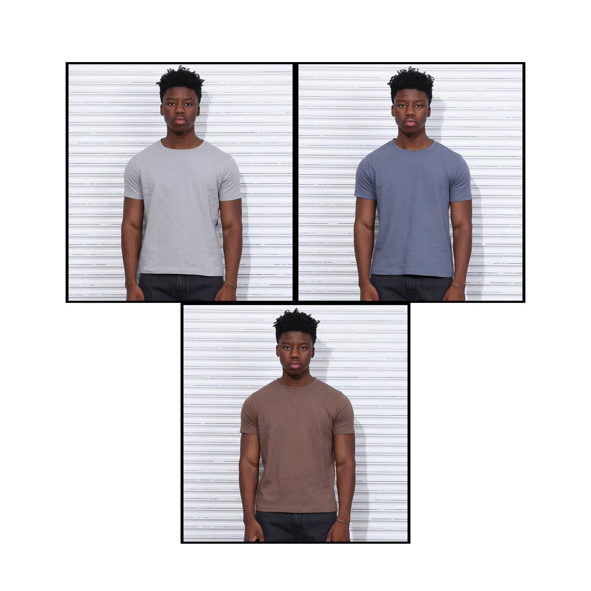 3-Pack Fall | Los Feliz Half Crop Muscle Tee T-Shirt Brown | Blue | Grey 