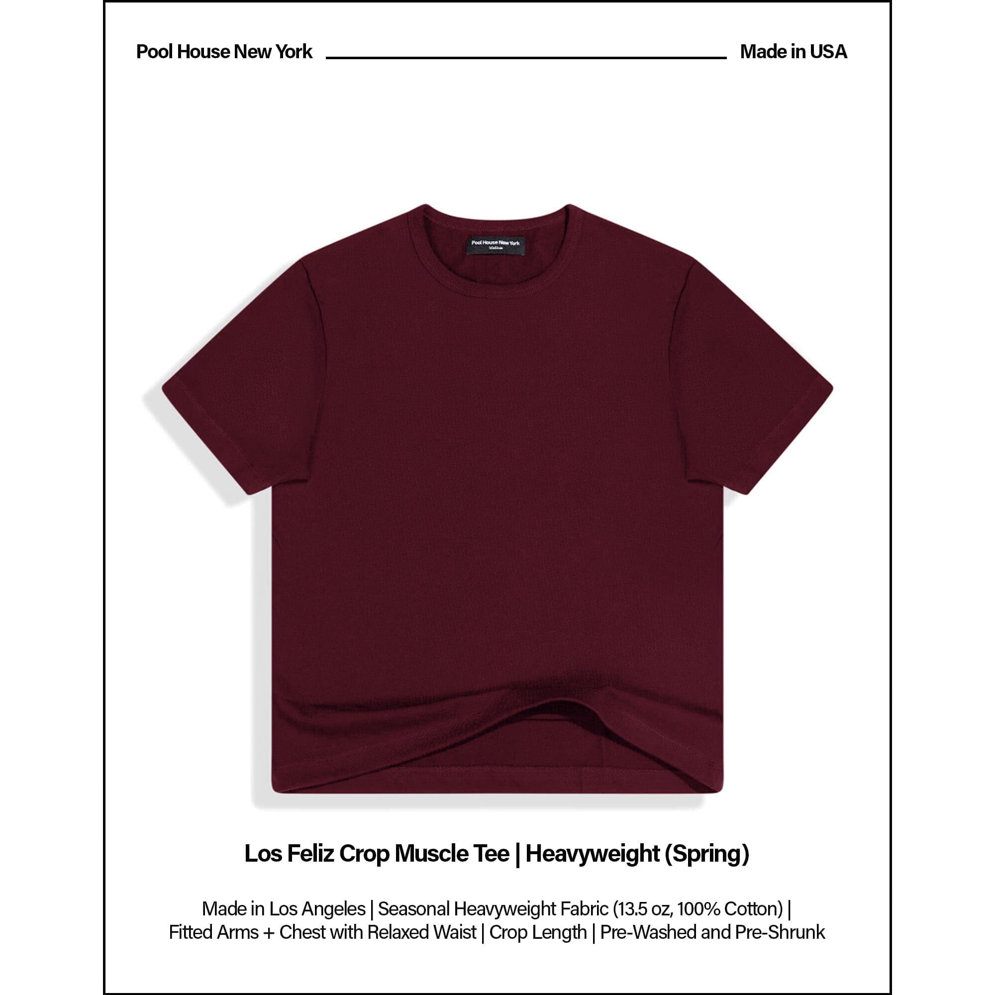Los Feliz Crop Muscle Tee II | Heavyweight (Spring) T-Shirt Deep Maroon 