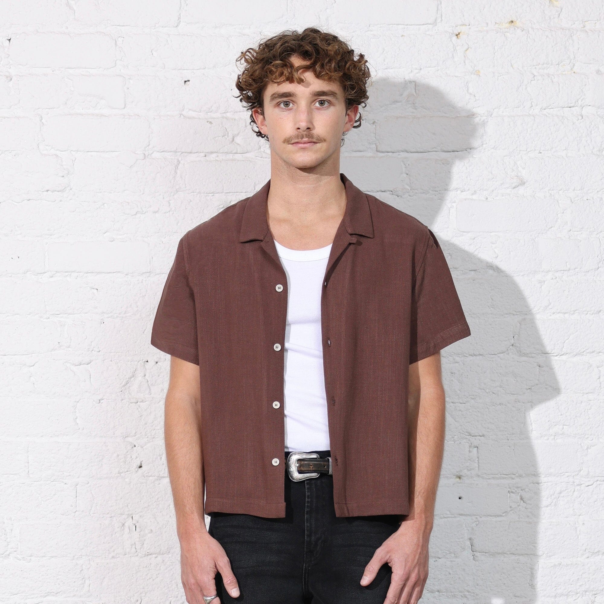 The Rosewood Crop Button-Up (Short Sleeve) Sunfade Brown 