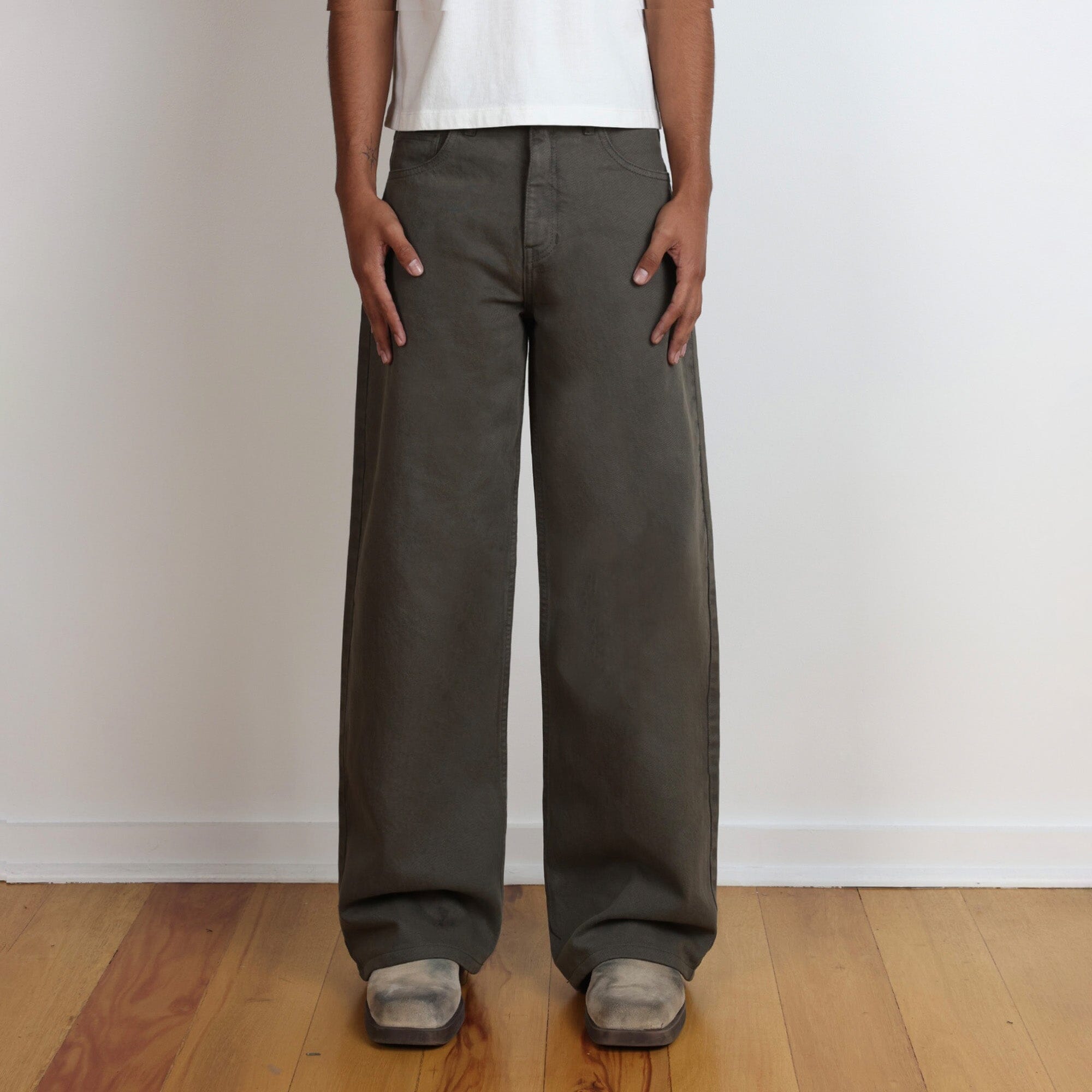 Tokyo Dad Jeans | Straight-Wide Leg Olive 