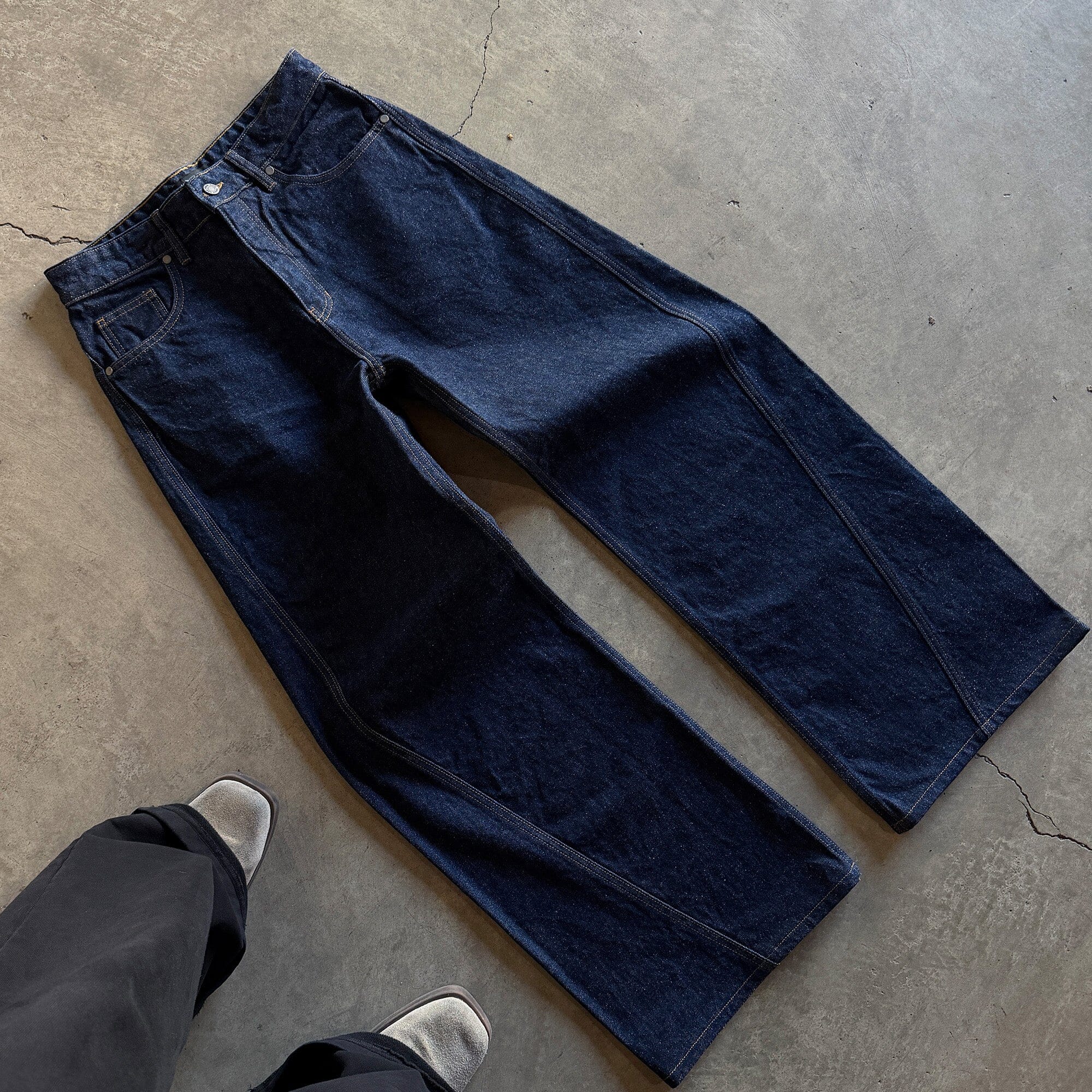 Twisted Tokyo Dad Jeans | Baggy, Wide-Leg Raw Indigo 