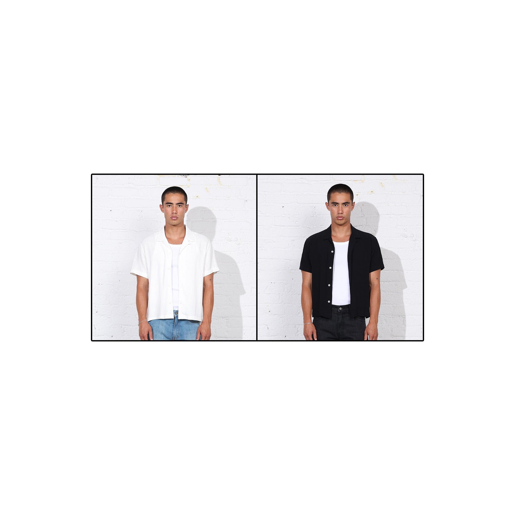 2-Pack | Rosewood Crop Button-Up Black | White 