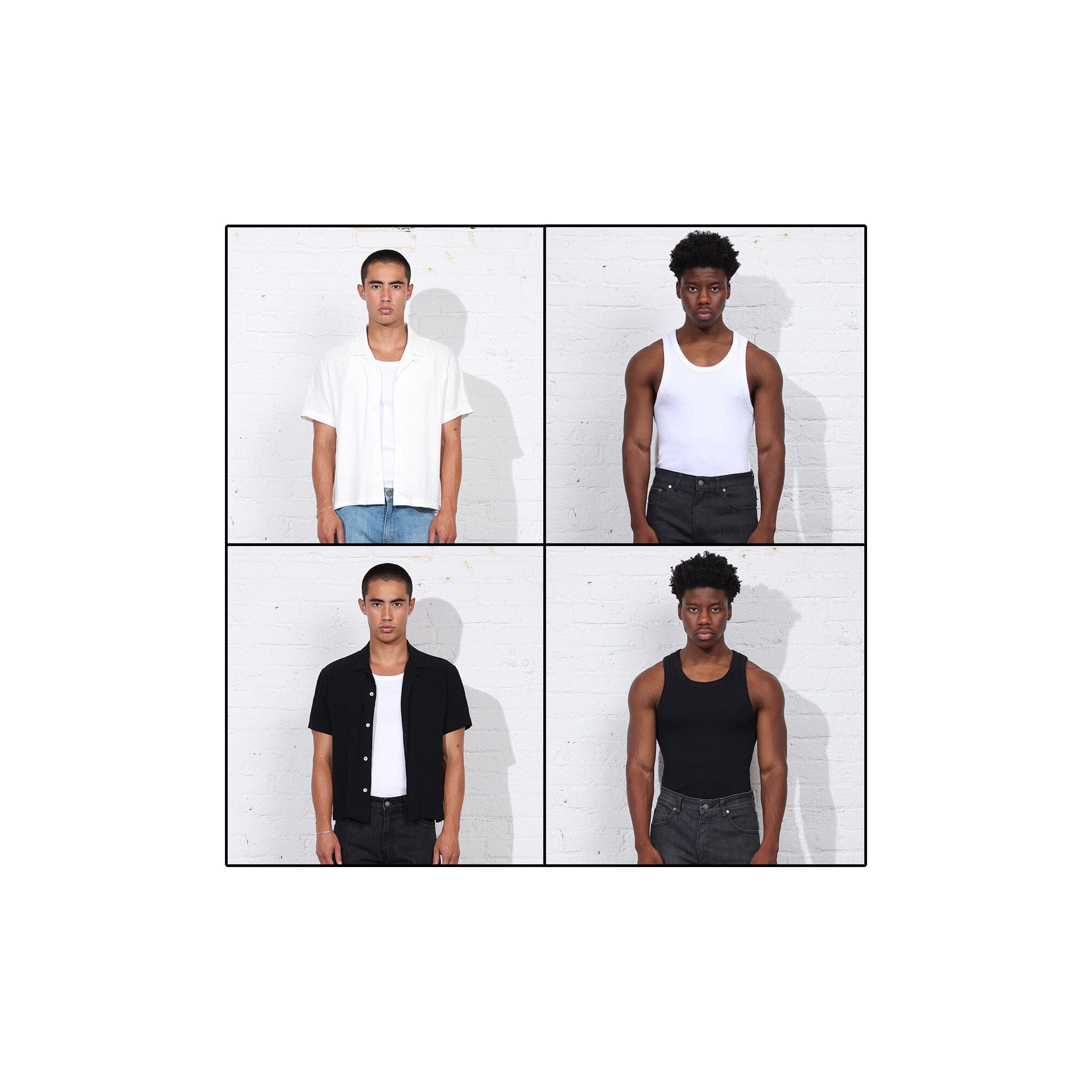 4-Pack | Rosewood Crop Button-Up + Montauk Tank Black | White 