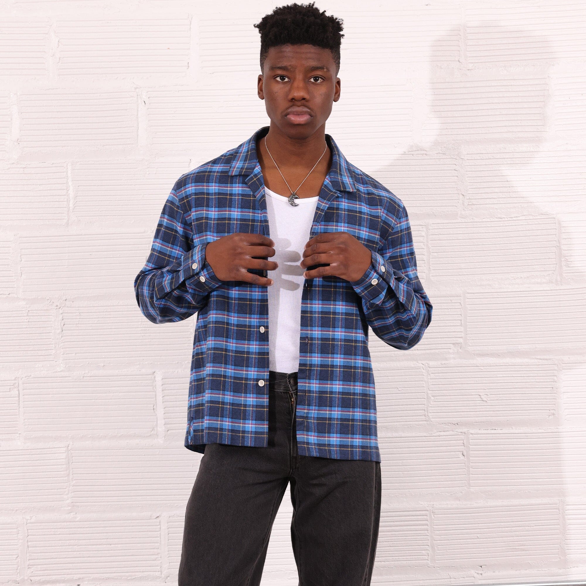 The Rosewood Half-Crop Flannel | Made in USA Austin Blue 