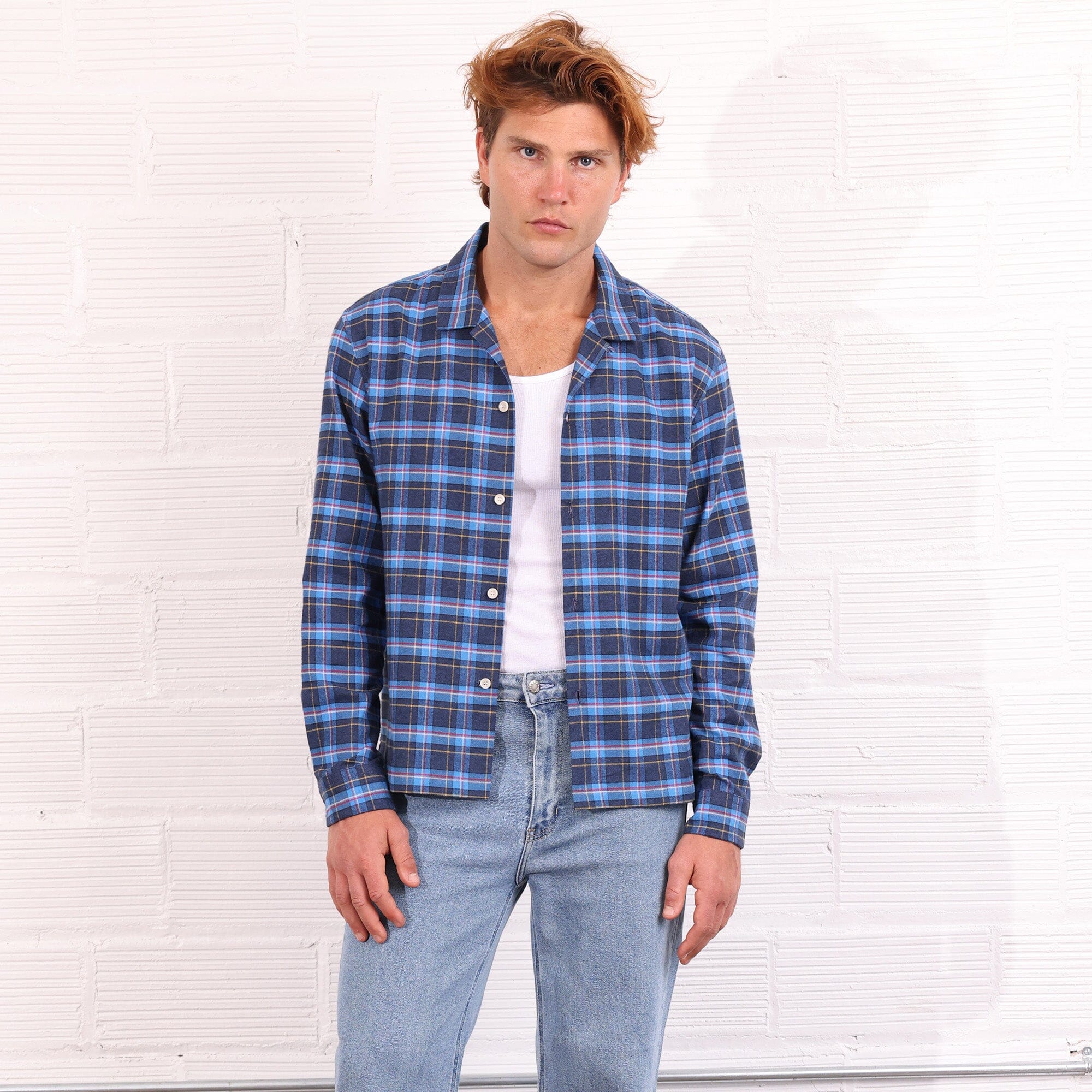 The Rosewood Half-Crop Flannel | Made in USA Austin Blue 