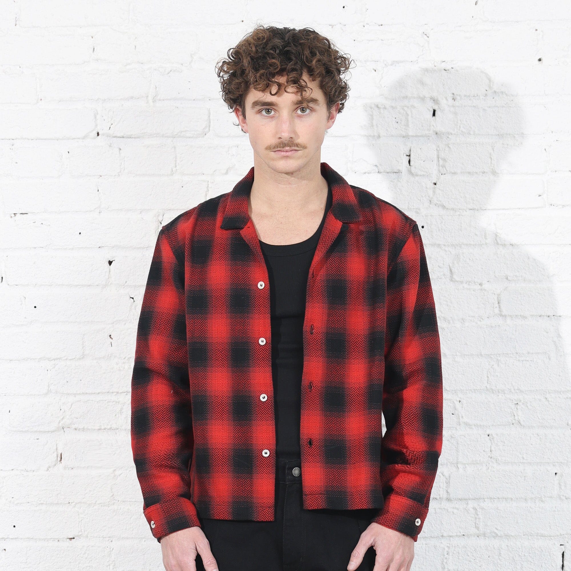 Japanese-Rosewood Crop Flannel Okayama Red 