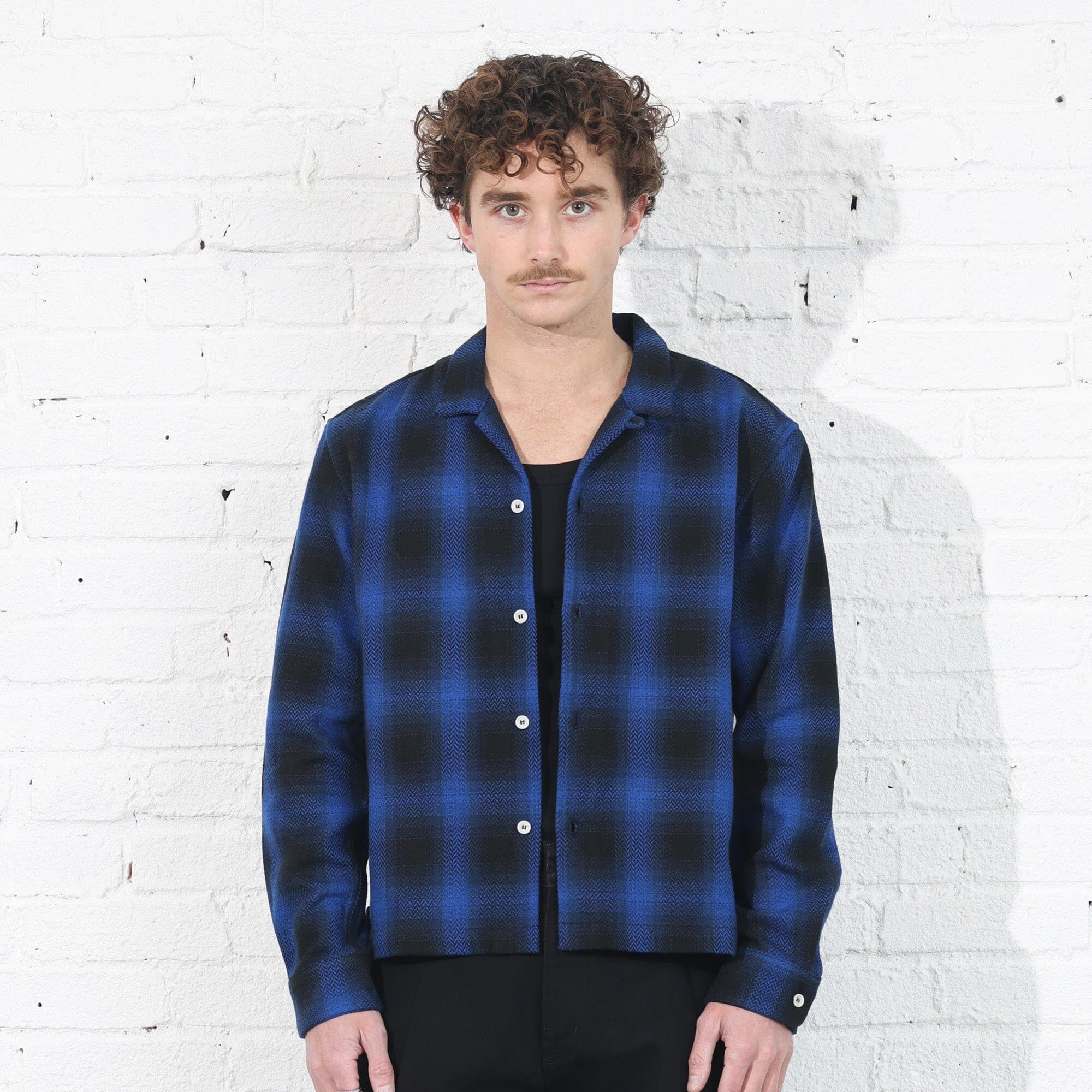 Japanese-Rosewood Crop Flannel Hitachi Blue 