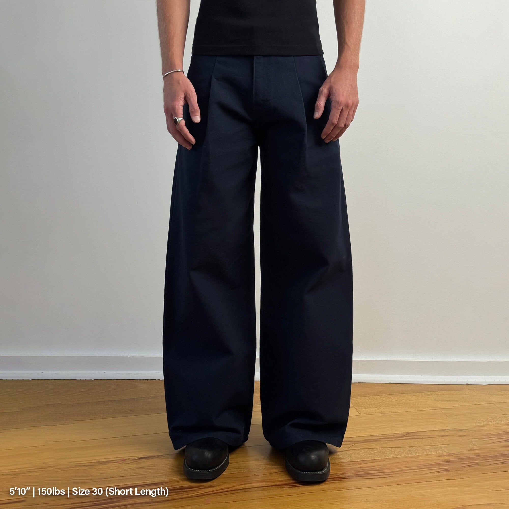 Shibuya Pleated Pants | Baggy, Wide-Leg Dark Navy 