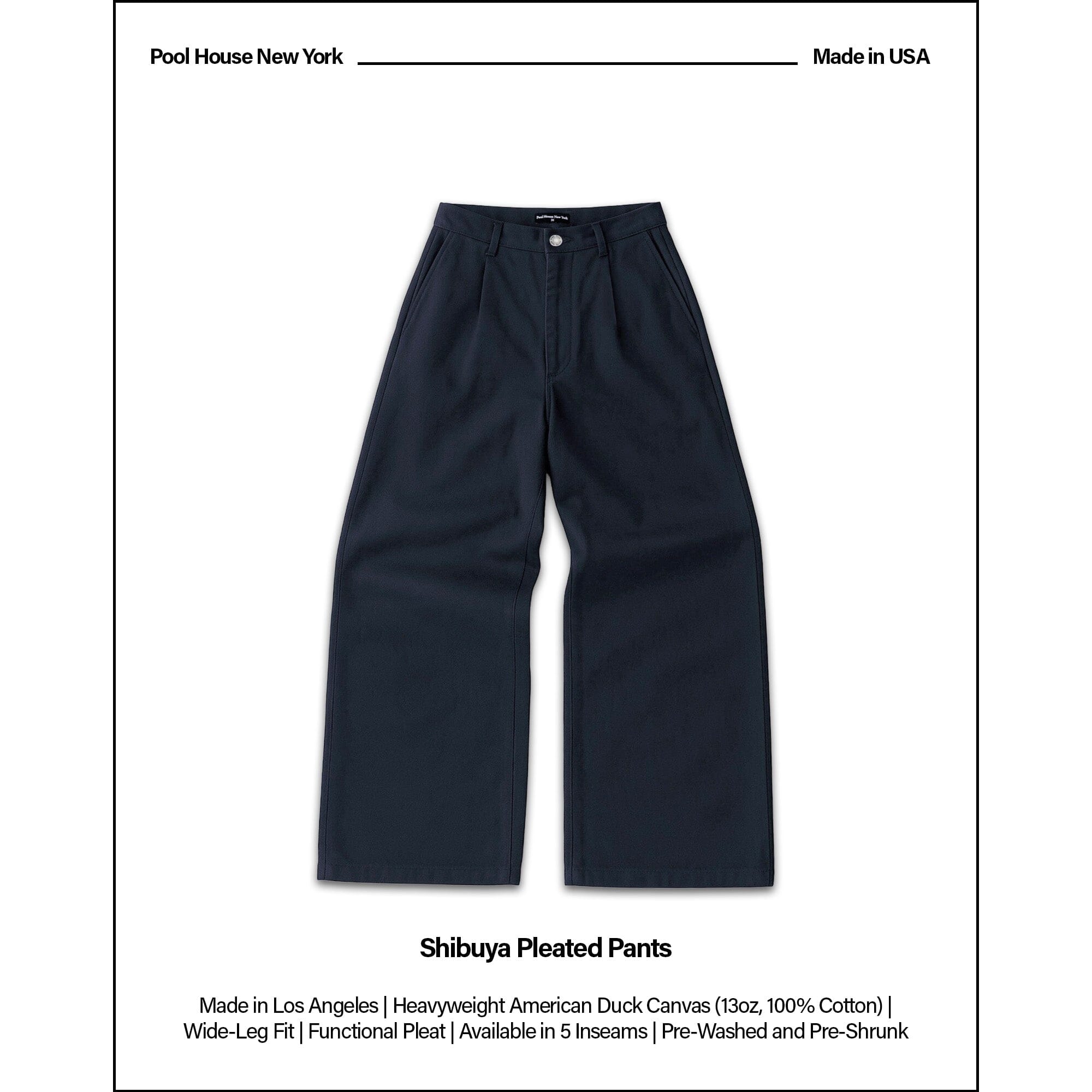 Shibuya Pleated Pants | Baggy, Wide-Leg Dark Navy 
