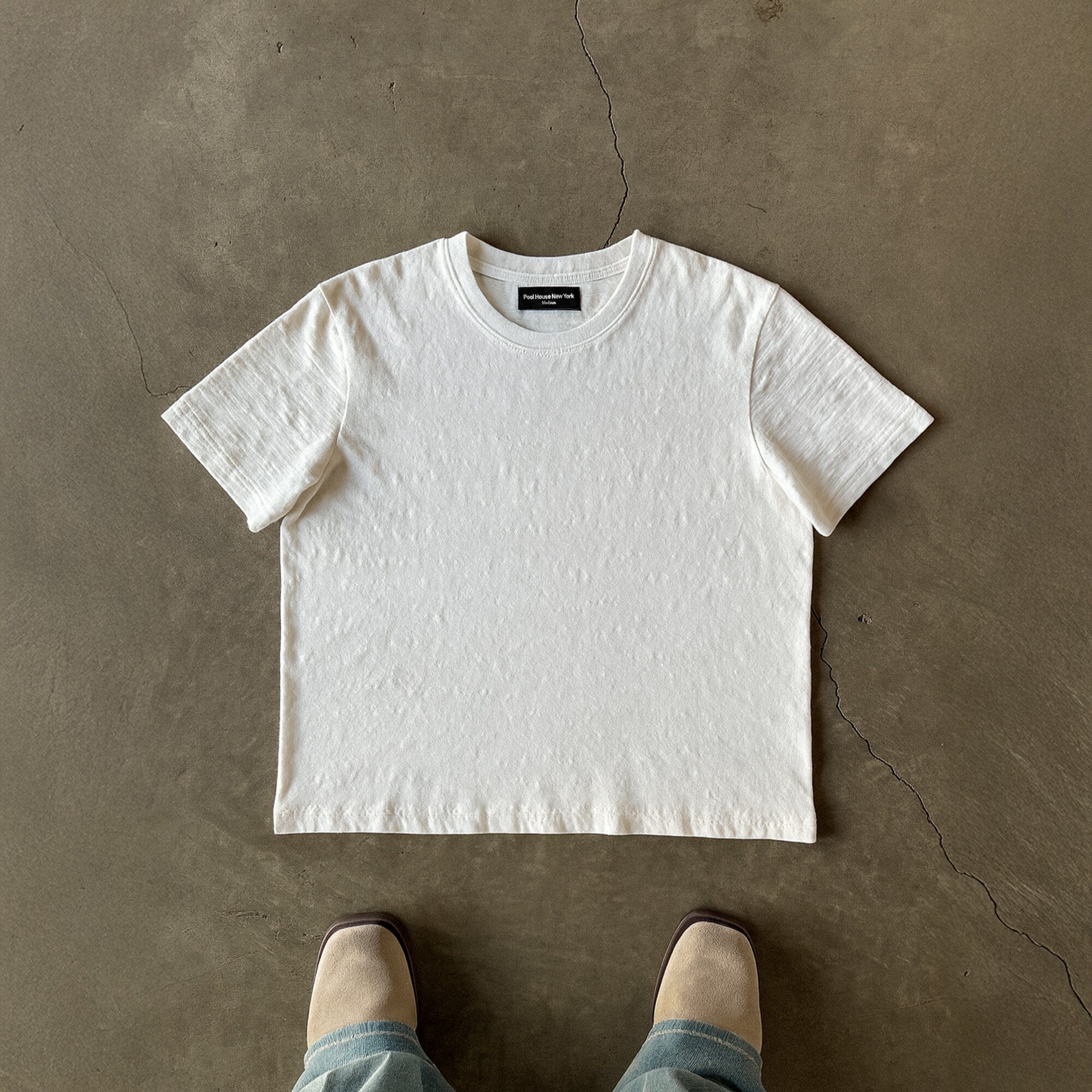 Los Feliz Crop Muscle Tee II | Slub T-Shirt Natural Off-White (Slub) 