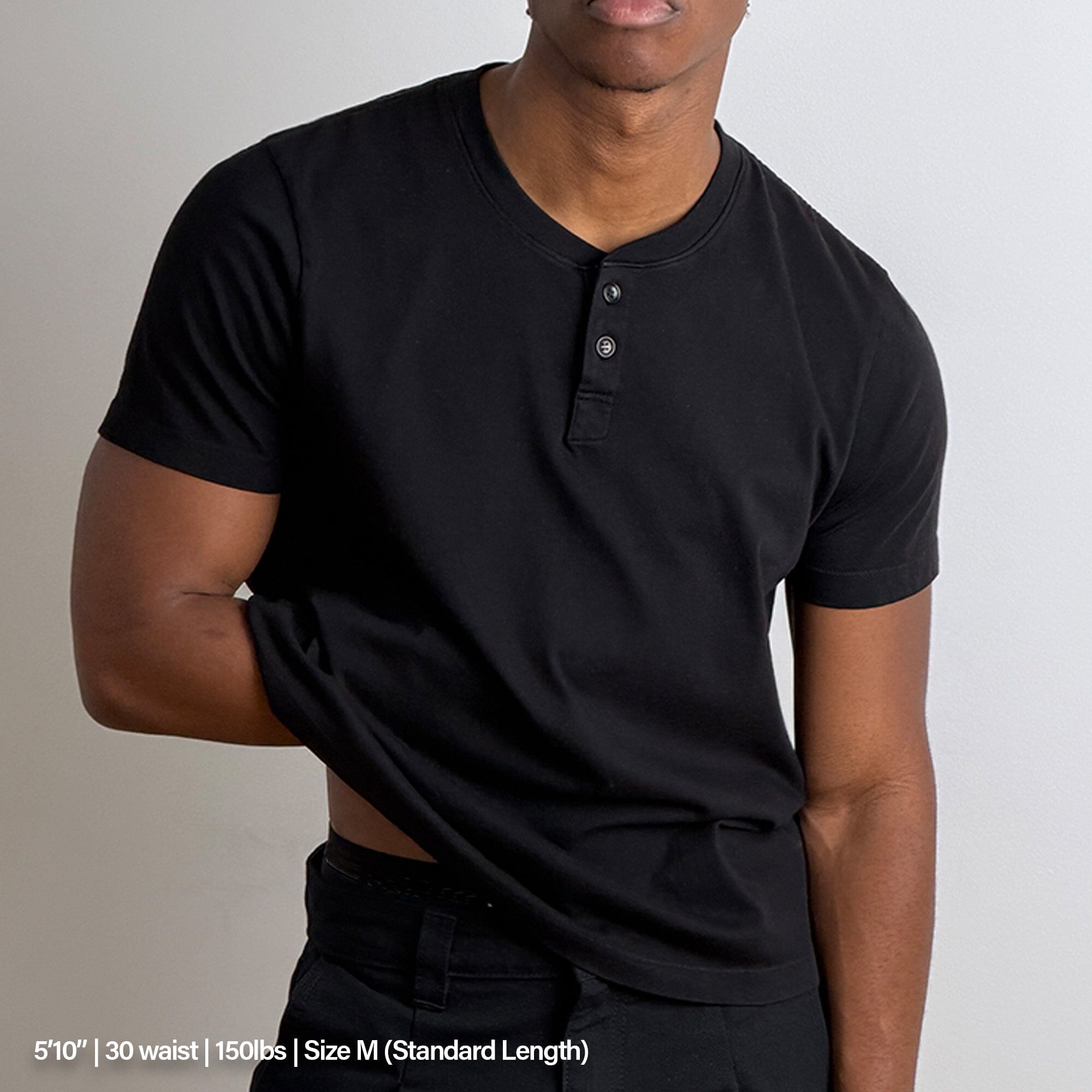Los Feliz Crop Muscle Tee | Henley Short Sleeve T-Shirt Classic Black 