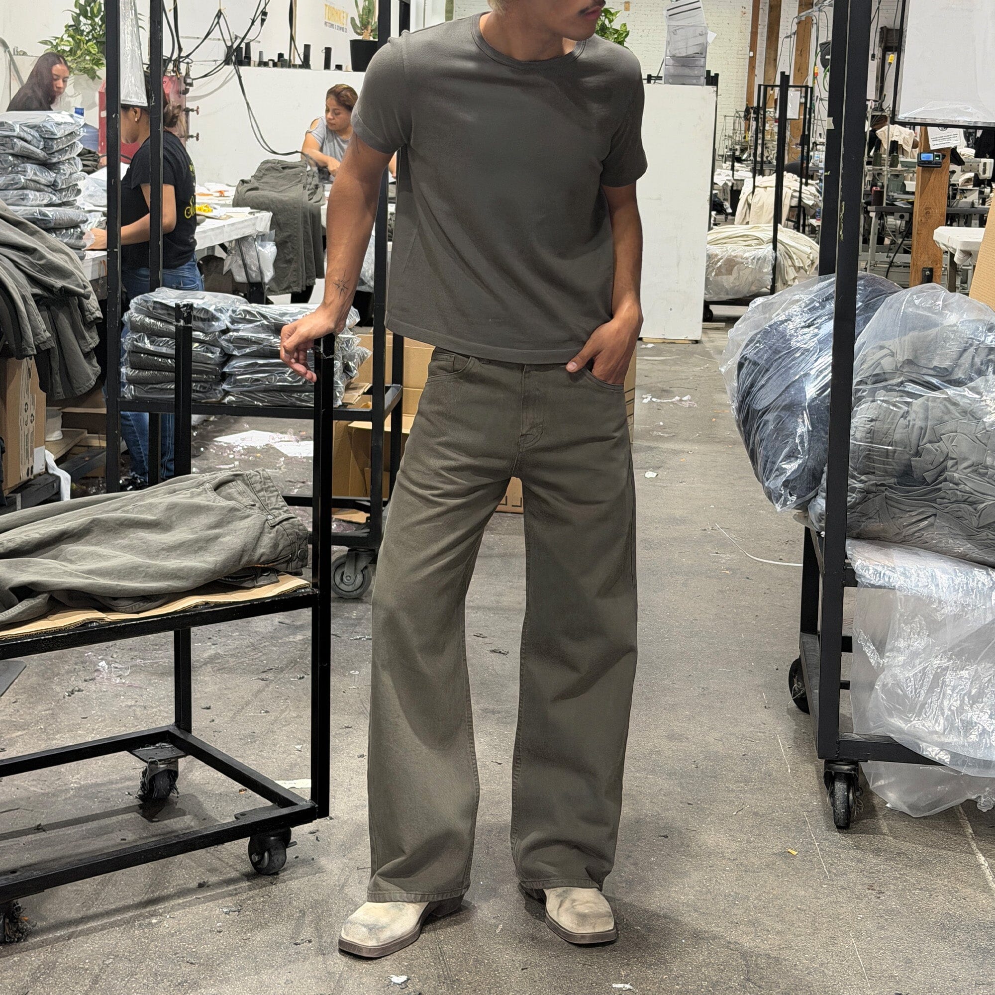 Tokyo Dad Jeans | Straight-Wide Leg Olive 