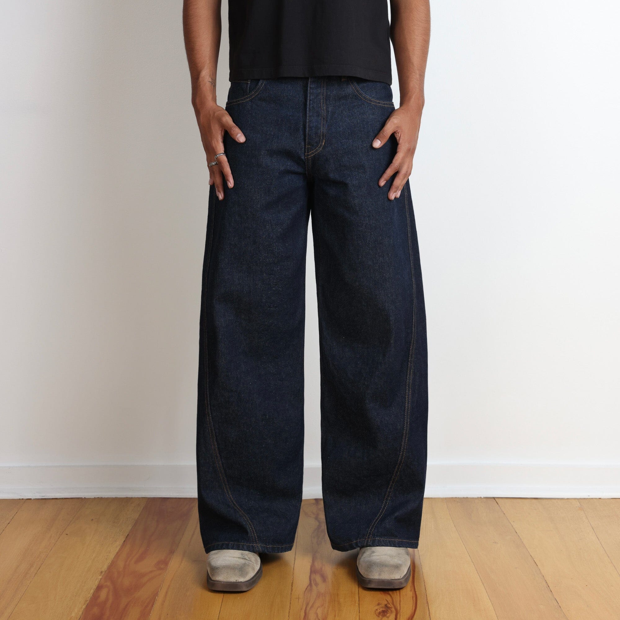 パンツ TSY RIPPED WIDE STRAIGHT DENIM [INDIGO] RIPPED WIDE STRAIGHT DENIM 【BLACK TAG】// INDIGO