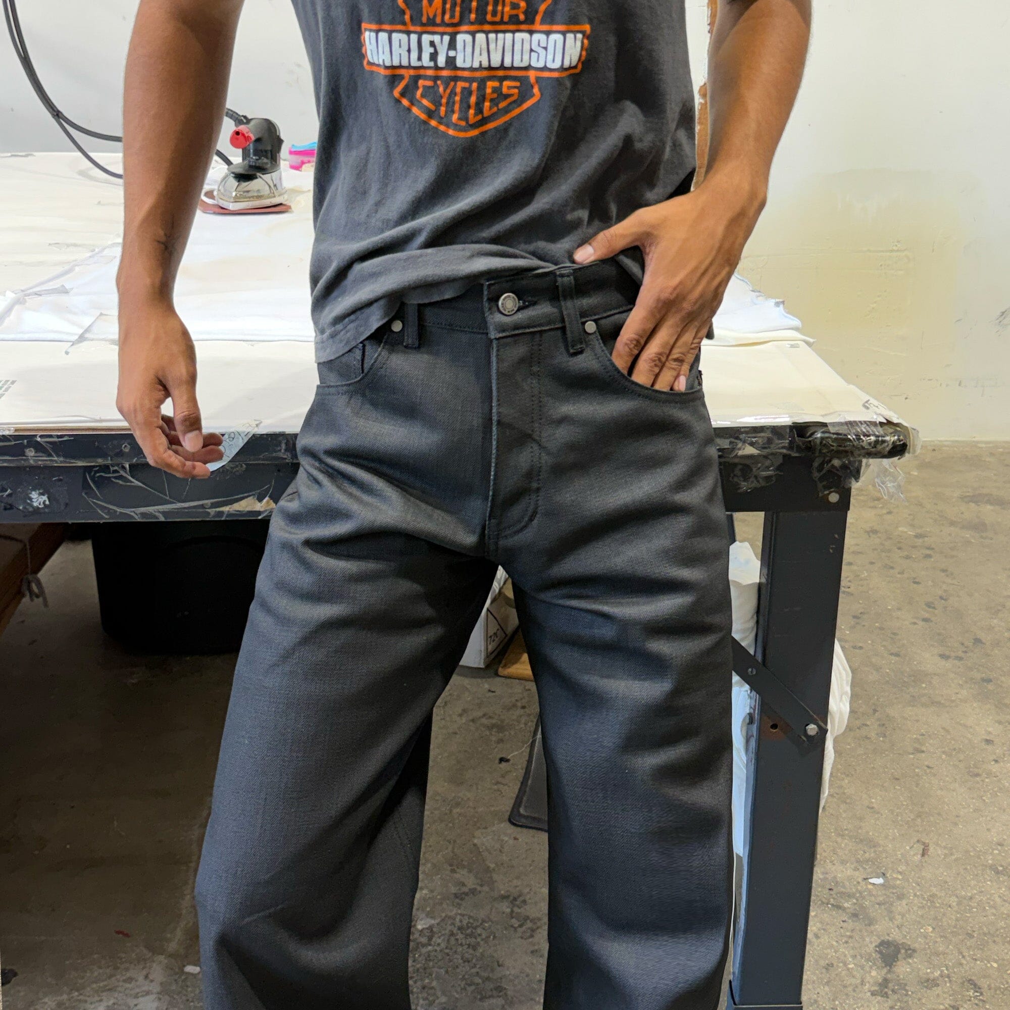 Tokyo Jeans | Straight-Wide | Waxed Crosshatch – Pool House New York