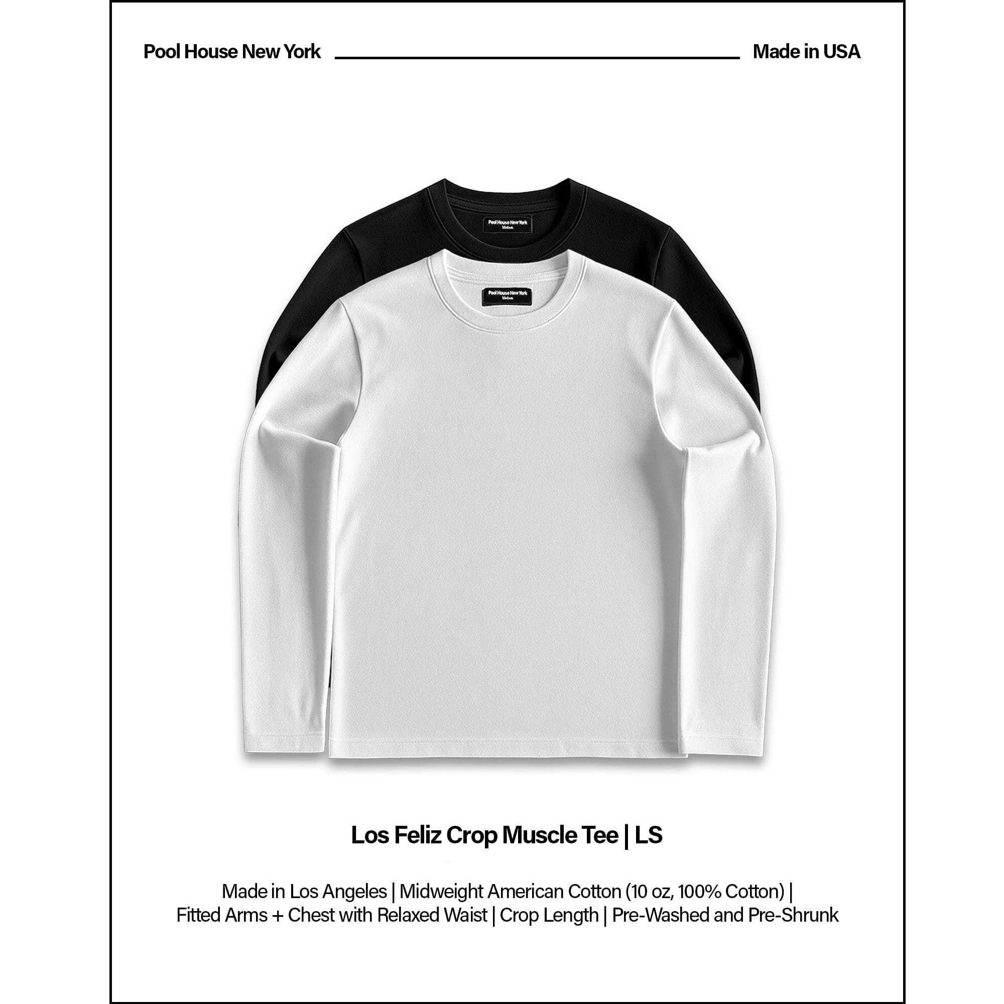 2-Pack | Los Feliz Crop Muscle Tee II | Long Sleeve T-Shirt White | Black 