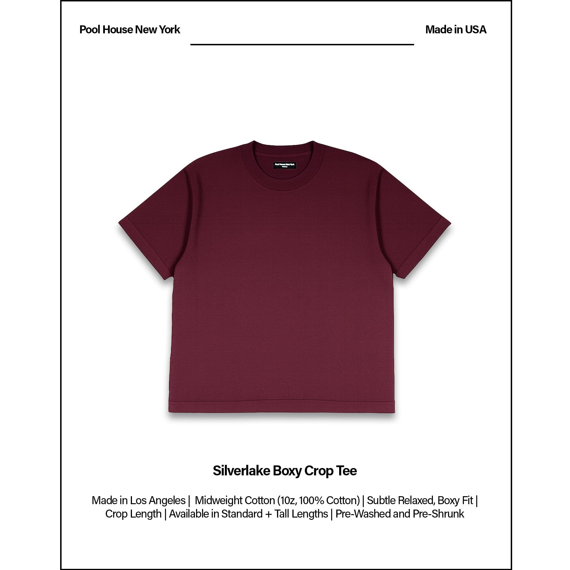 Silverlake Crop Tee II T-Shirt Dark Wine 