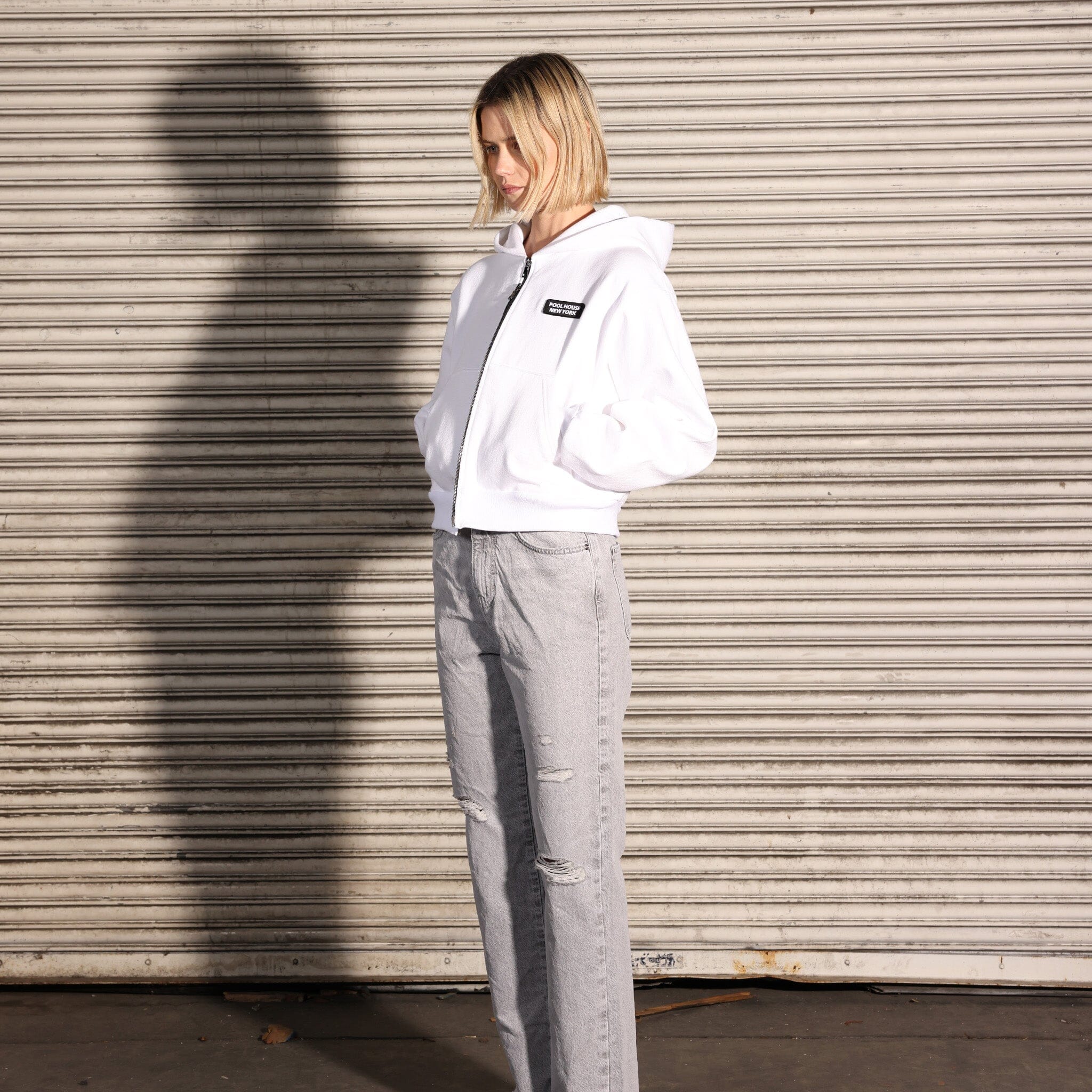 The Bleecker Cropped Double-Zip Snow White 